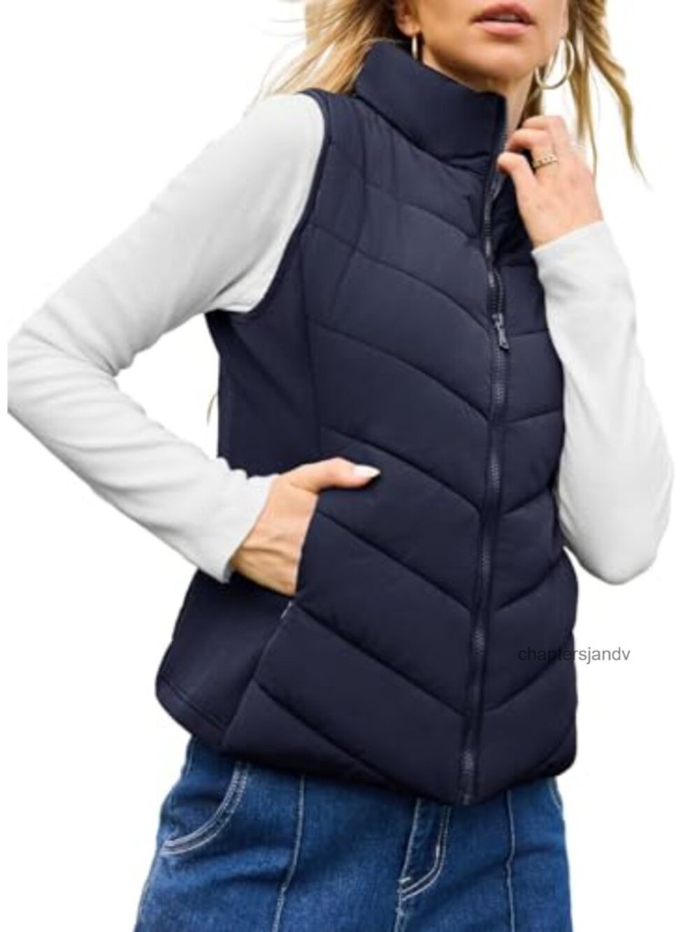 Dokotoo Quilted Puffer Vest Lightweight Sleeveless Zip Up Stand Collar